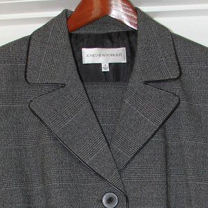 Jones New York Black/Grey Plaid 3-Pc Pant Suit - Size 12